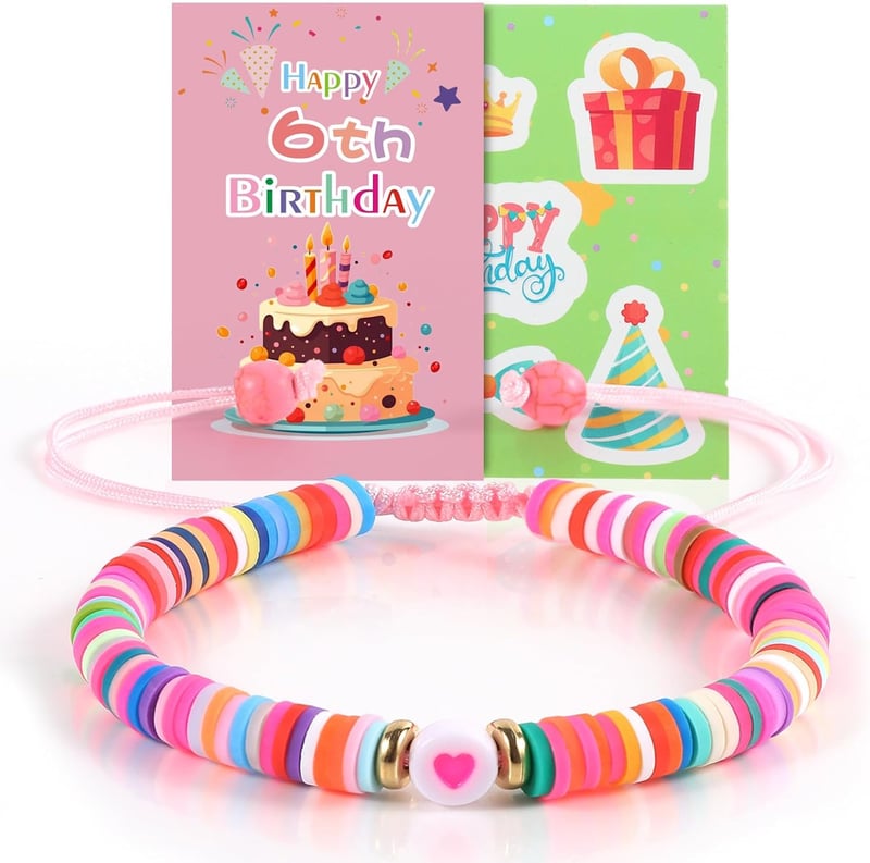 Birthday Bracelet Gift for 6-Year-Old Girls with Stickers & Cards