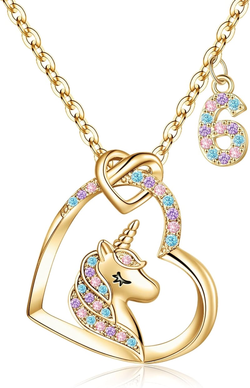Birthday Unicorn Necklace for Girls - 14K Gold Plated with CZ