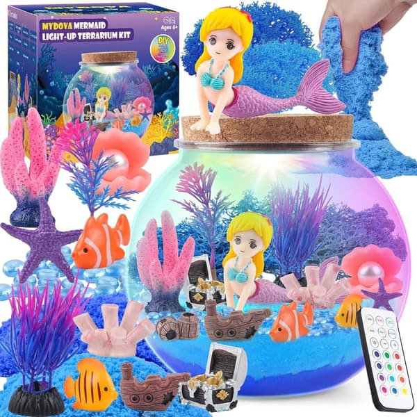 Mermaid Terrarium Craft Kit with LED Night Light for Girls