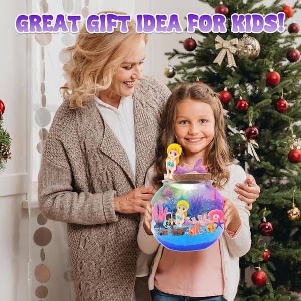 Mermaid Terrarium Craft Kit with LED Night Light for Girls