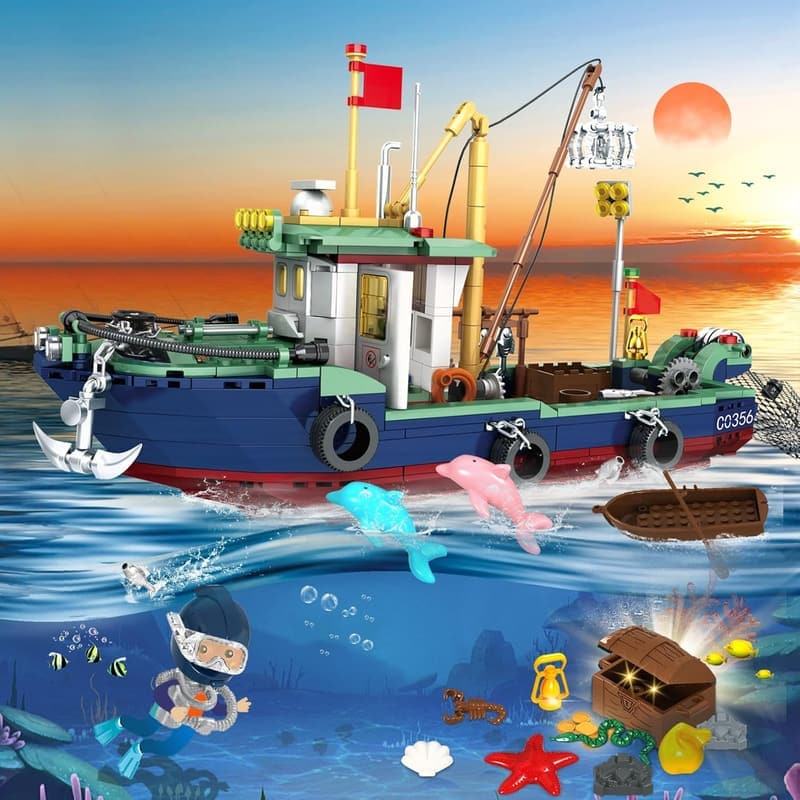 Exploration Ship Building Set with Scuba Gear - 603 PCS