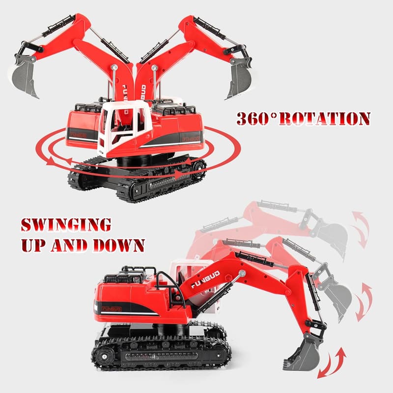 RC Excavator Toy for Boys, 年齡 4-12, Metal Shovel