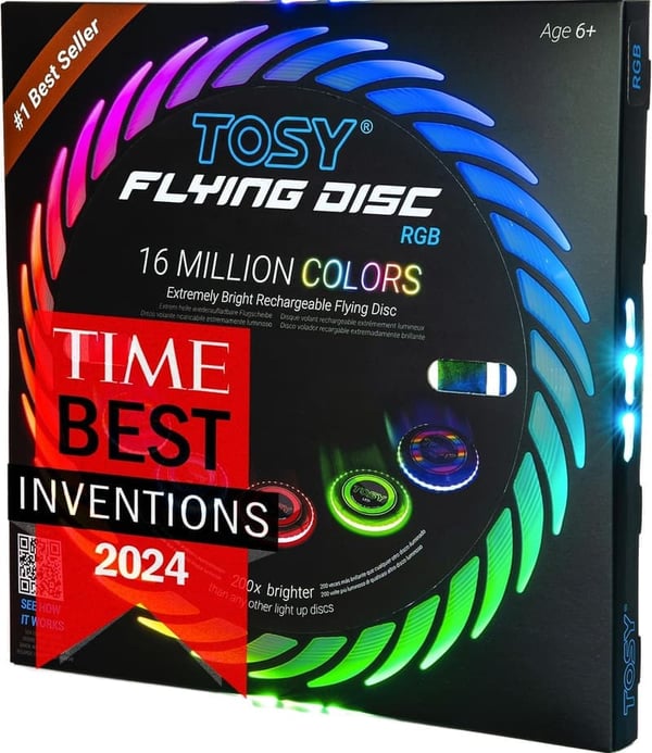 TOSY RGB Flying Disc - 16 Million Colors, Rechargeable, Waterproof