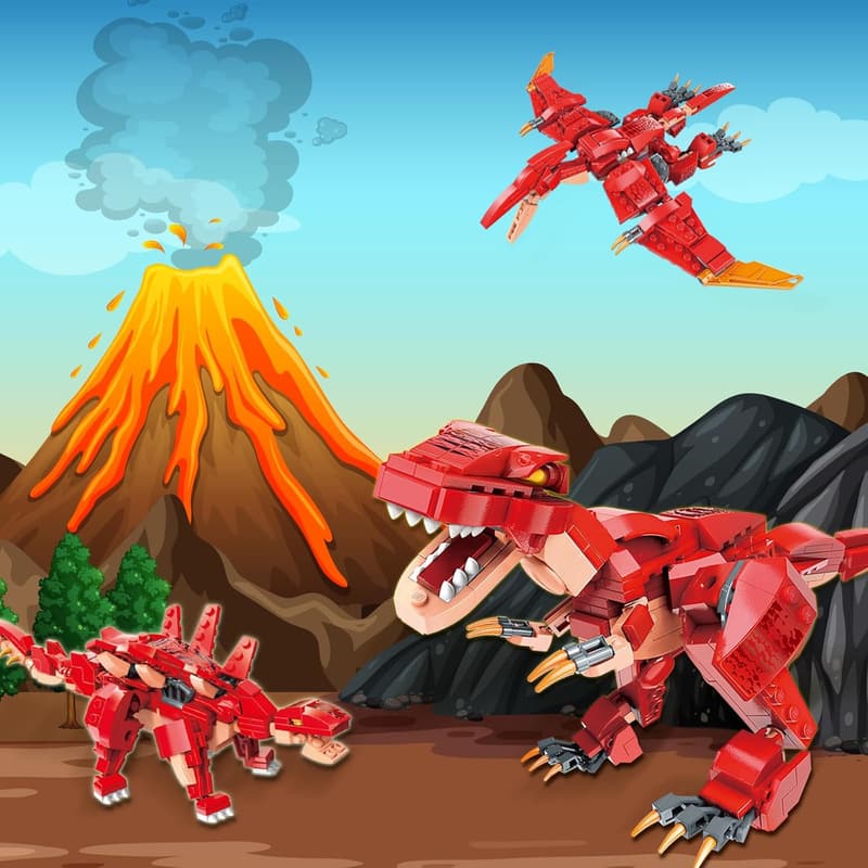 STEM 3-in-1 Dinosaur Building Kit, 287 PCS Educational Toy for Kids