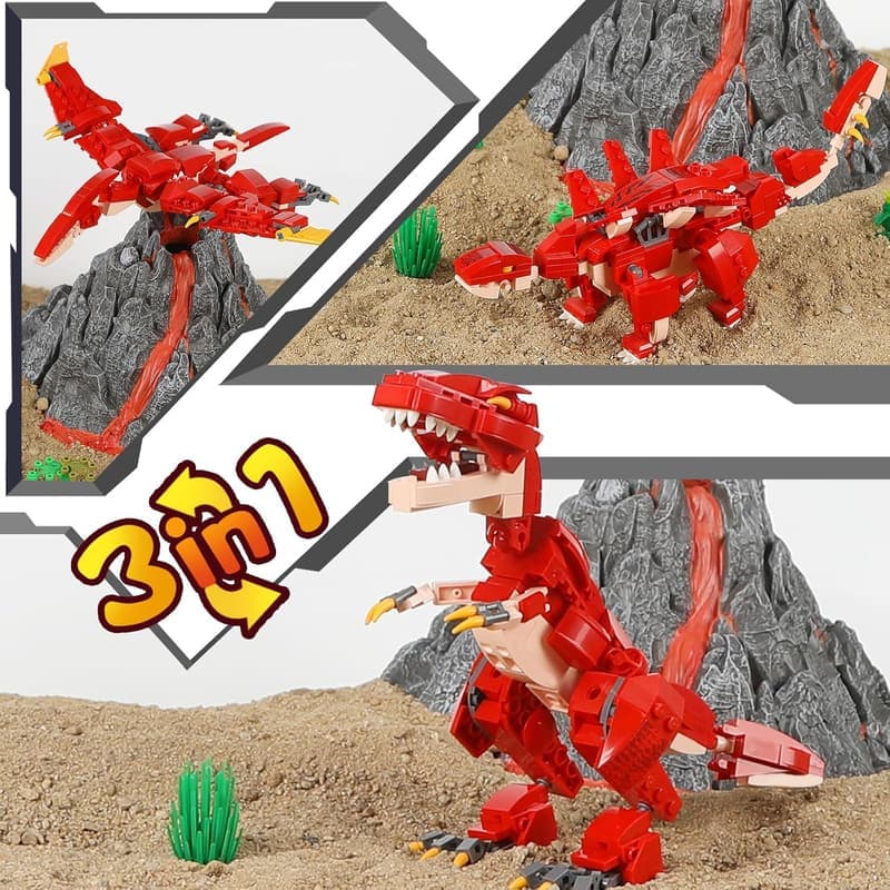 STEM 3-in-1 Dinosaur Building Kit, 287 PCS Educational Toy for Kids