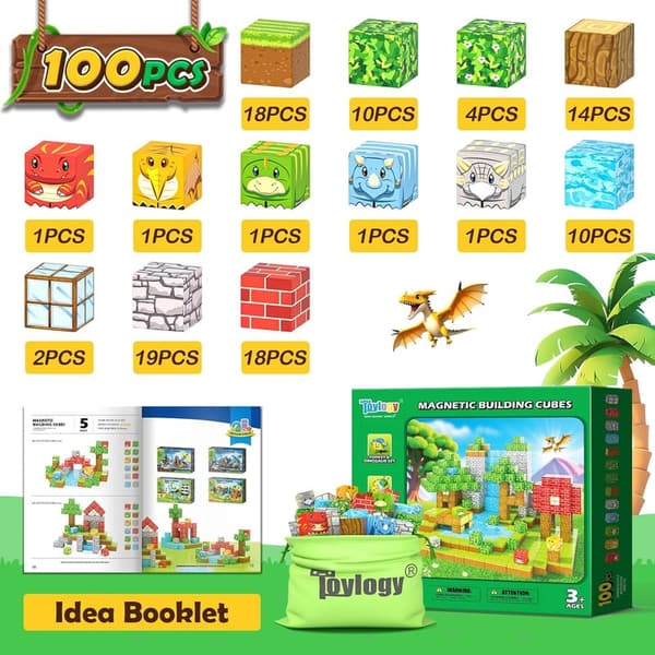 Dinosaur Magnetic Building Blocks Set - 100 PCS STEM Toys for Kids