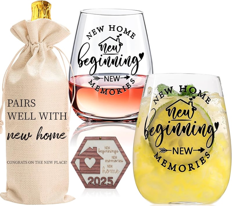 Housewarming Wine Glasses Set for Couples & Families