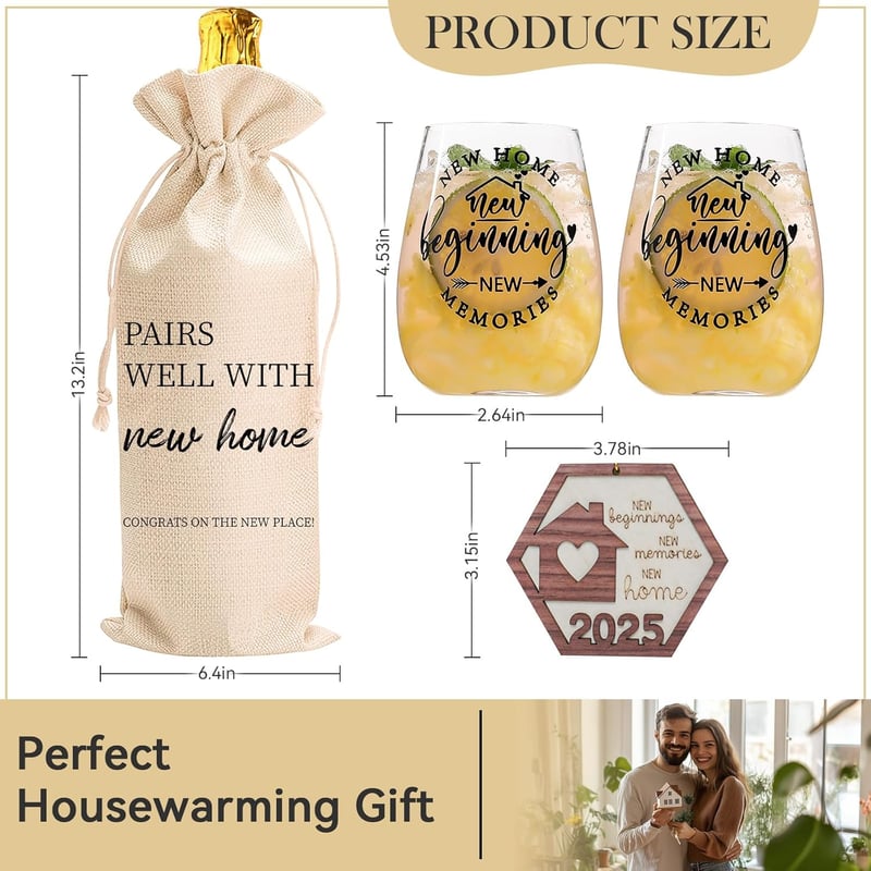 Housewarming Wine Glasses Set for Couples & Families