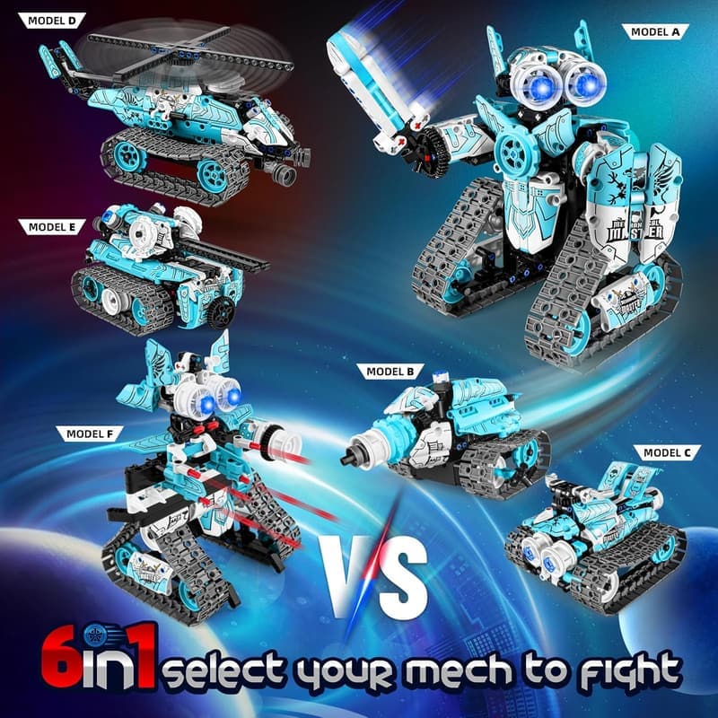 STEM Robot Building Set for Boys - 6-in-1 Remote Control Kit