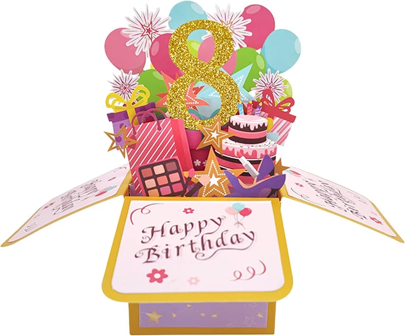 8th Birthday Popup Card for Girls & Boys