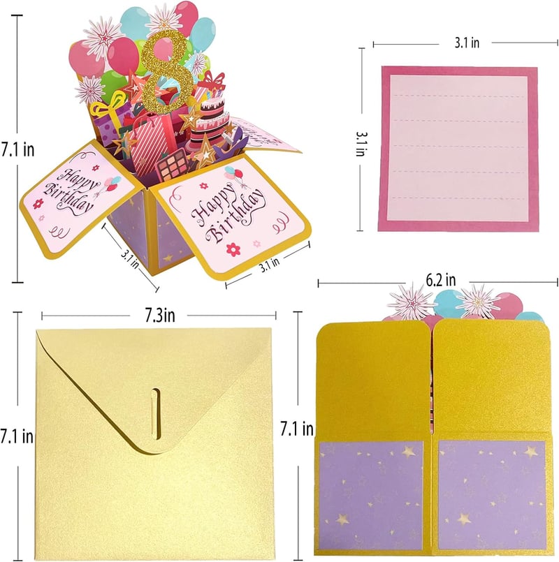 8th Birthday Popup Card for Girls & Boys