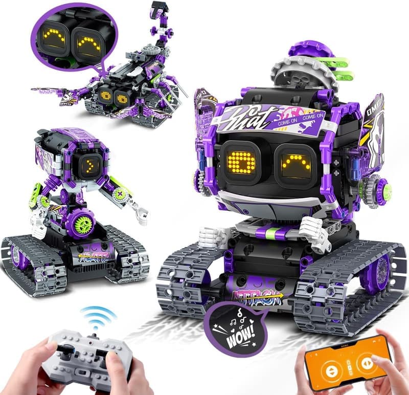 STEM Robot Building Set with LED Eyes & Sound for Kids 6+