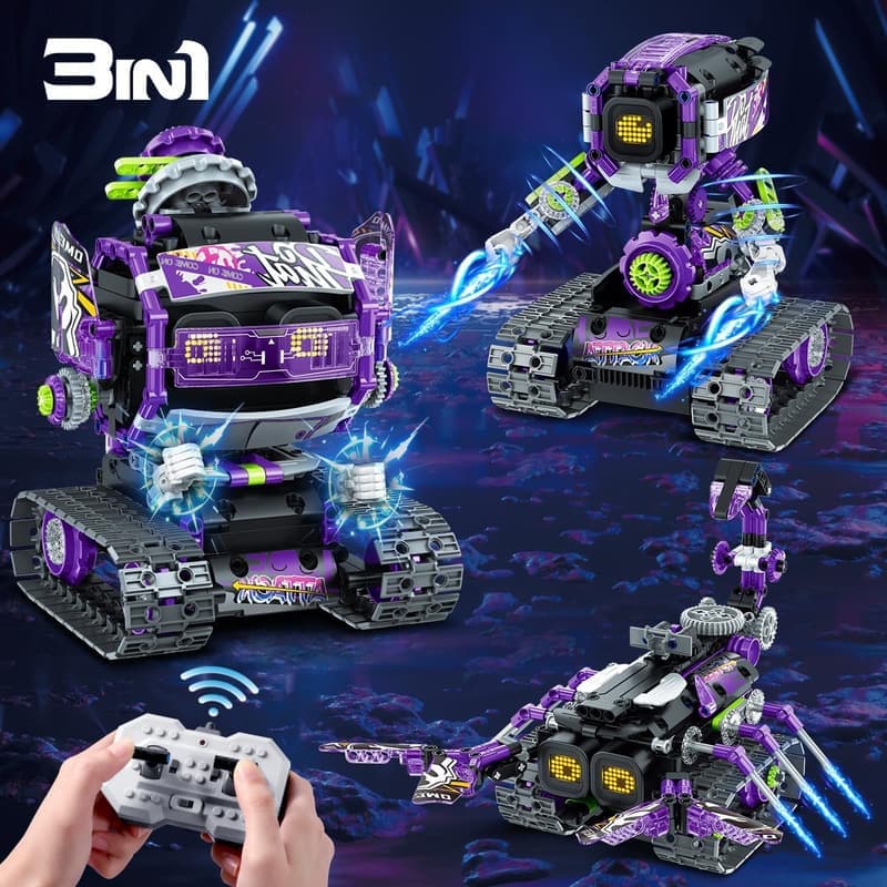 STEM Robot Building Set with LED Eyes & Sound for Kids 6+