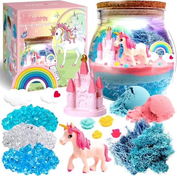 Unicorn Terrarium Kit for Kids - DIY Night Light Gift