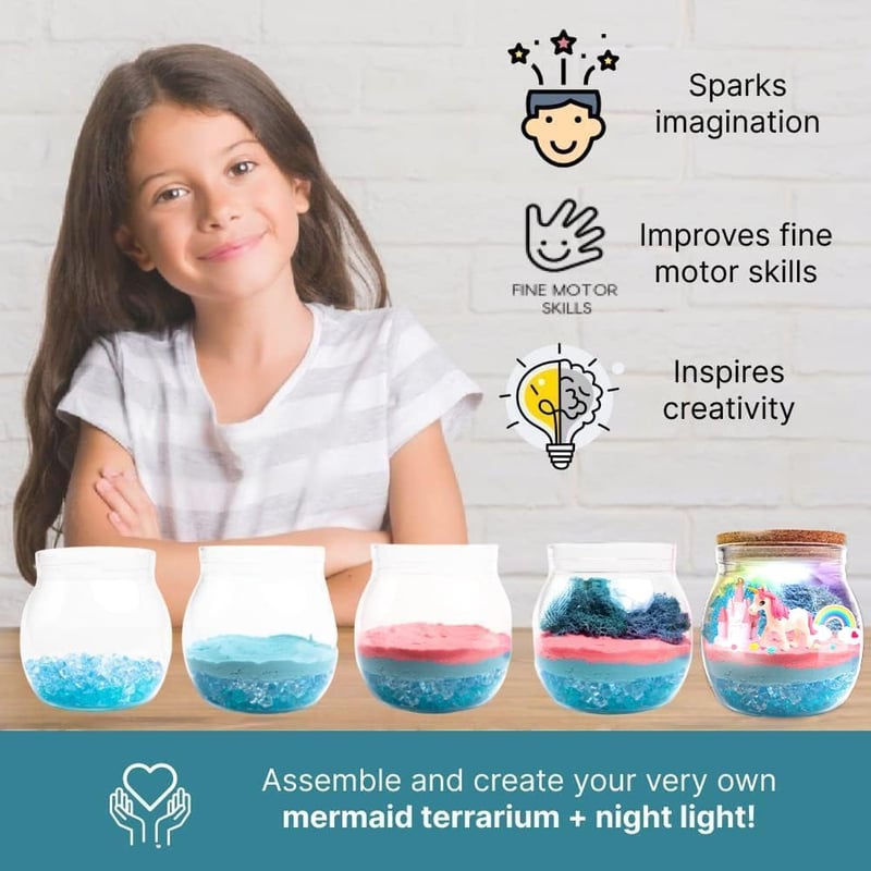 Unicorn Terrarium Kit for Kids - DIY Night Light Gift