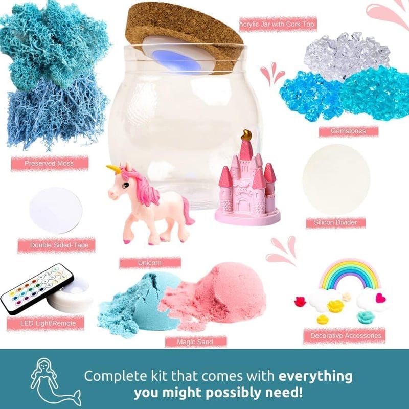 Unicorn Terrarium Kit for Kids - DIY Night Light Gift