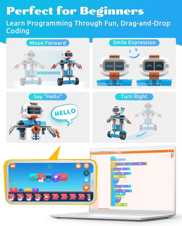 STEM Coding Robot Kit for Kids 8-12 - 12-in-1 Building Set