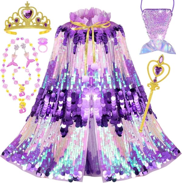 Mermaid Dress-Up Cape Kit for Little Girls (9 Pieces)