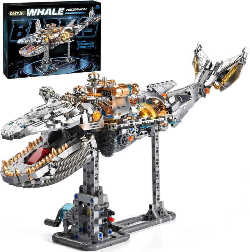 STEM Building Set: Mechanical Whale with LED Lights for Teens