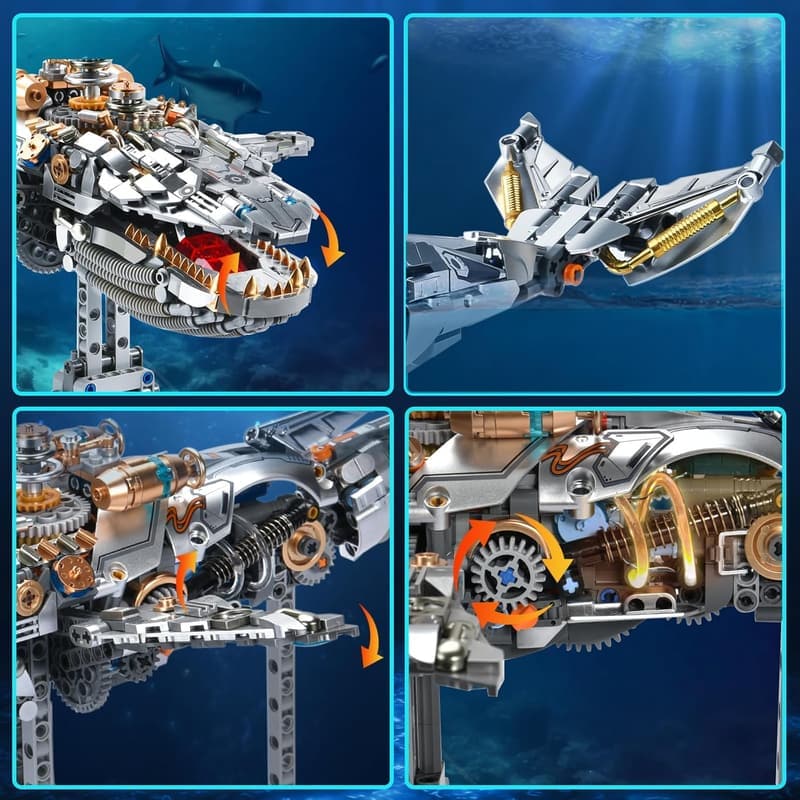 STEM Building Set: Mechanical Whale with LED Lights for Teens