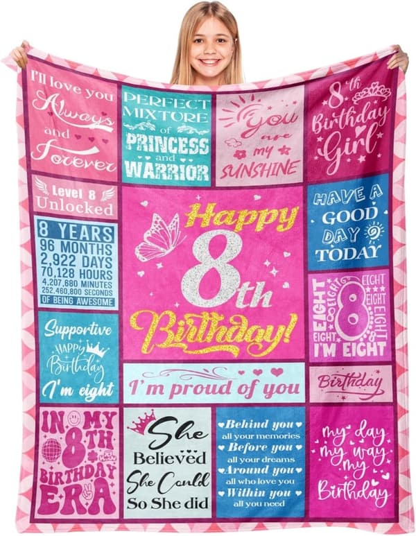8th Birthday Blanket for Girls - 50