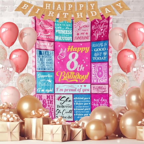 8th Birthday Blanket for Girls - 50