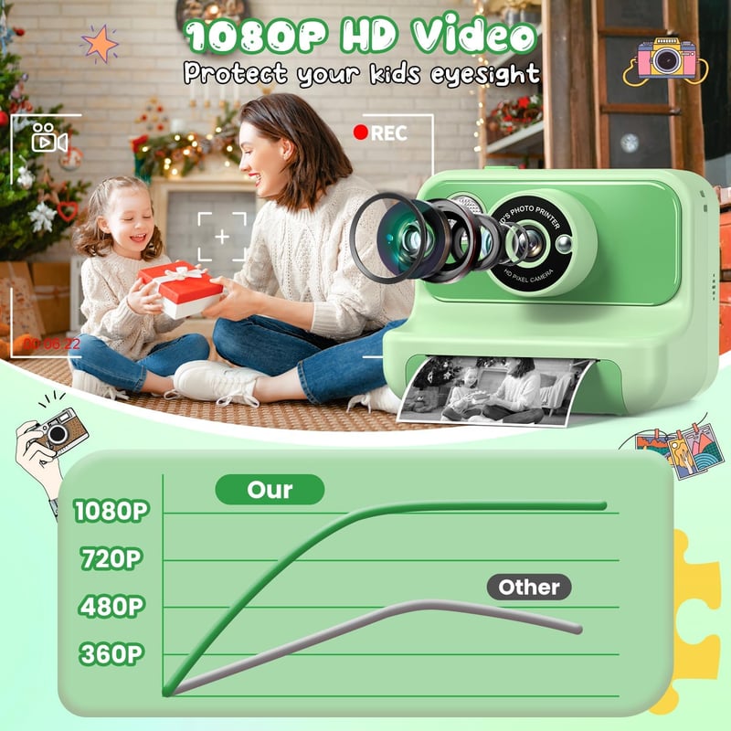 Kids Instant Print Camera for Birthdays & Christmas Gifts