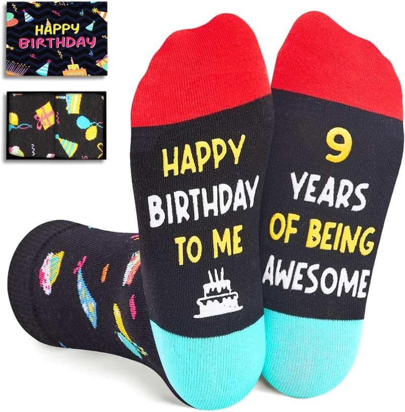 Kids' Black Socks Birthday Gift for Ages 3-12