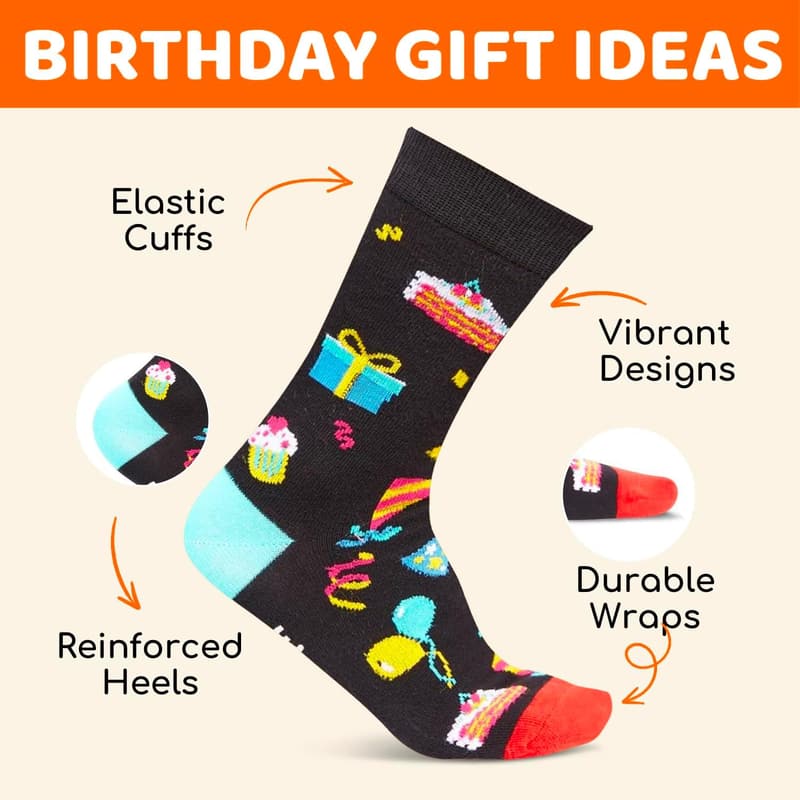 Kids' Black Socks Birthday Gift for Ages 3-12