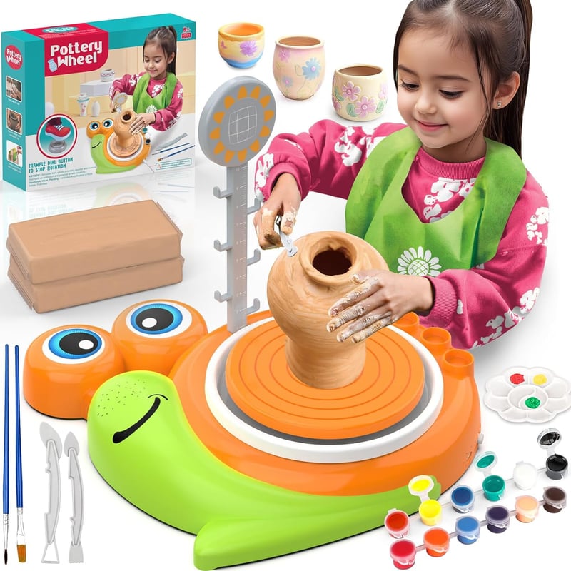 Kids' Pottery Wheel Kit with Air Dry Clay - Creative Gift for Ages 6-12