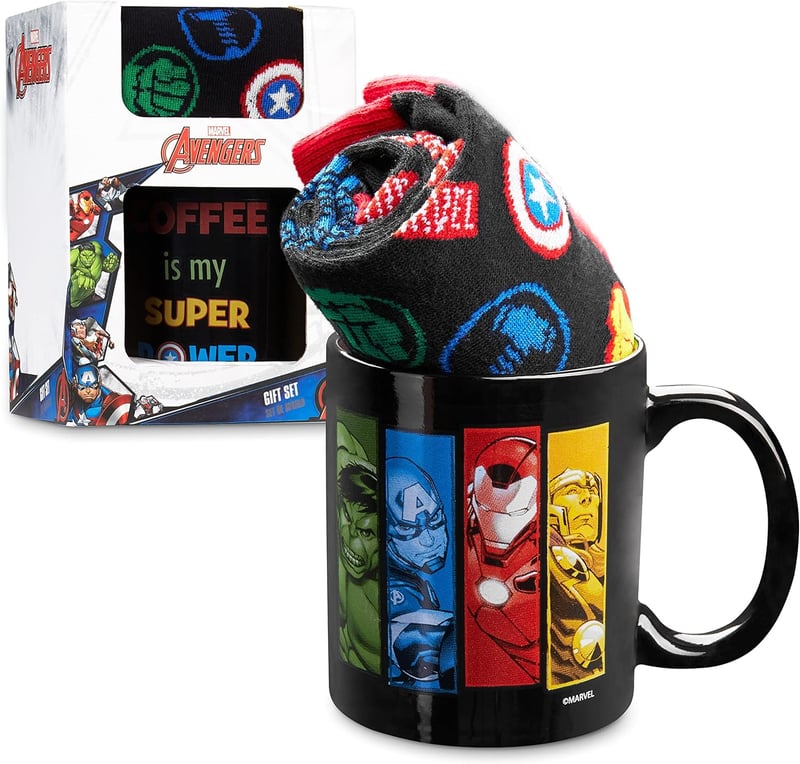 Avengers Mug and Socks Gift Set for Men, Ceramic and Cotton