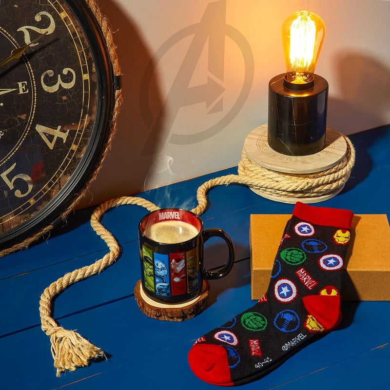 Avengers Mug and Socks Gift Set for Men, Ceramic and Cotton