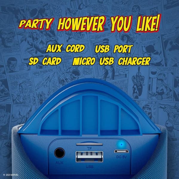 Marvel Avengers Water-Resistant Bluetooth Speaker - 3 Hours Playtime