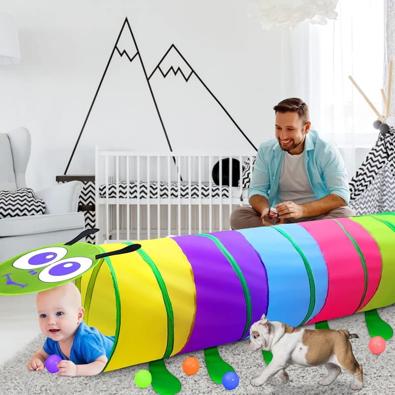 Kids Indoor/Outdoor Play Tunnel - 6ft Crawling Toy for Toddlers