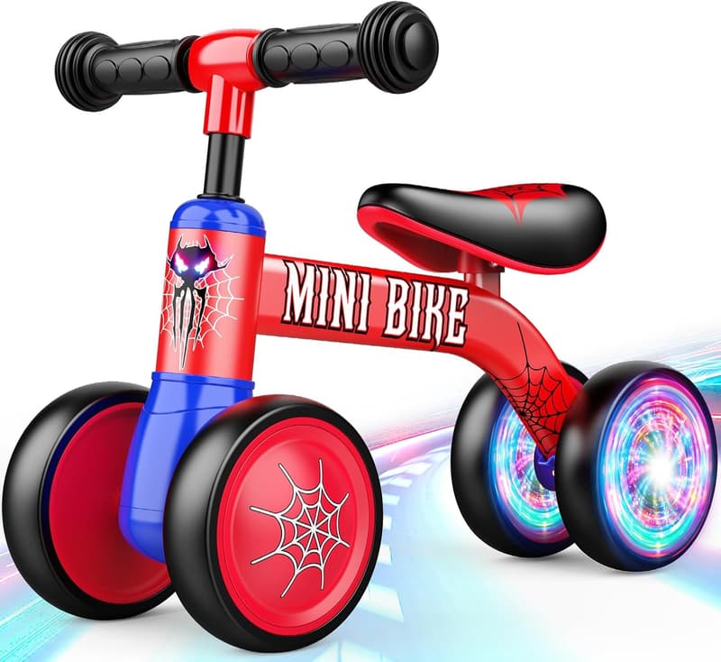 Spider Balance Bike for Toddlers 10-24 Months with Colorful Lights