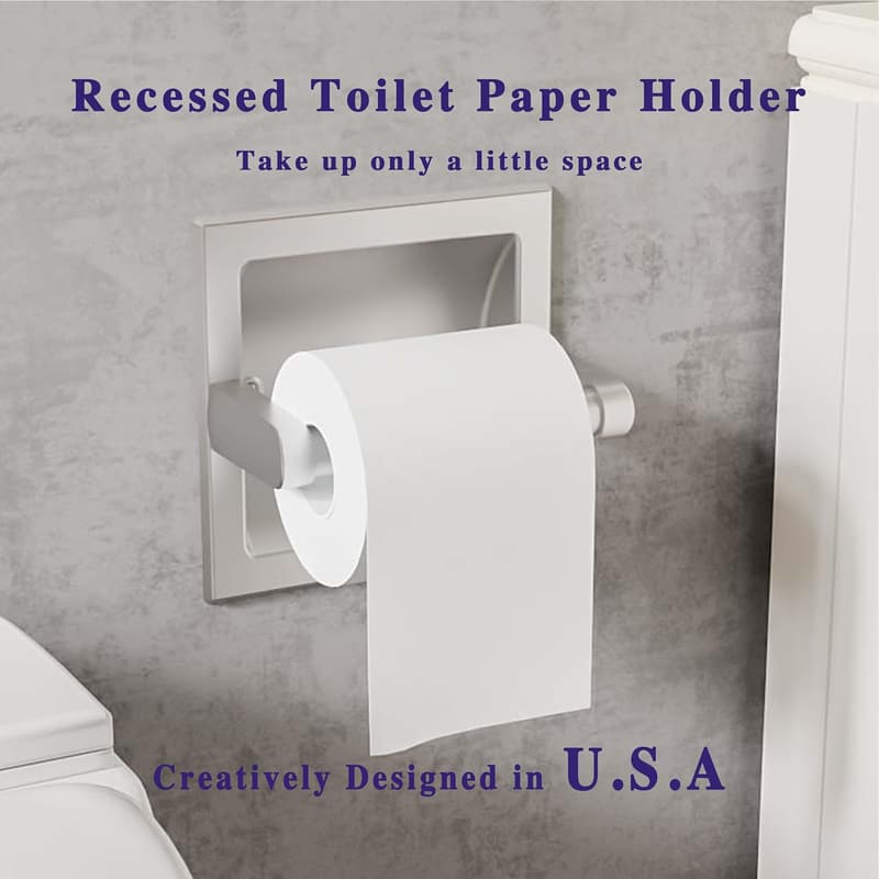 Contemporary Brushed Nickel Recessed Toilet Paper Holder