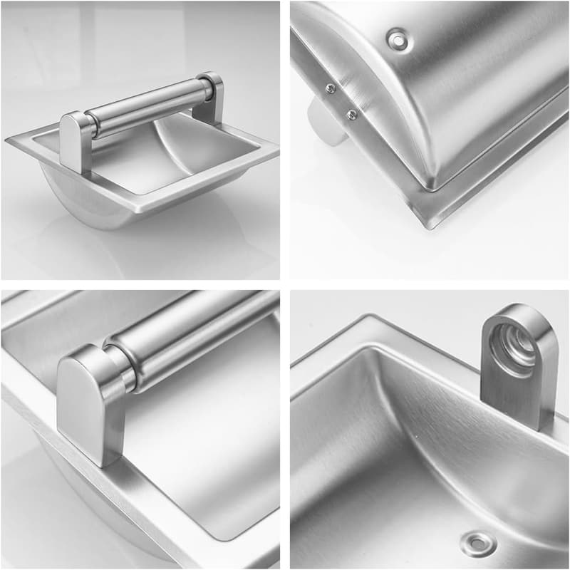 Brushed Nickel Recessed Toilet Paper Holder for Small Spaces