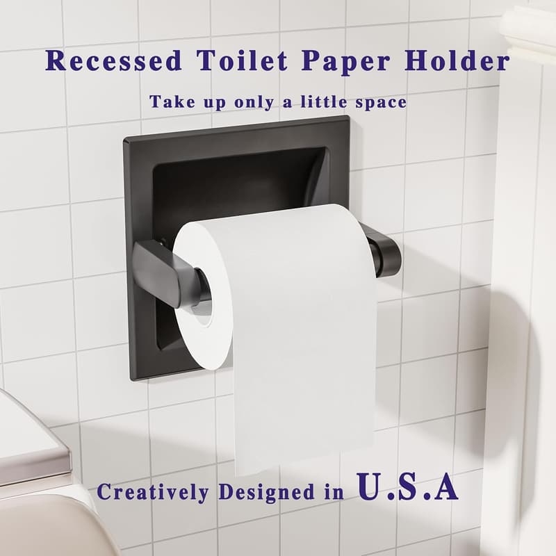 Matte Black Stainless Steel Wall-Mounted Toilet Paper Holder