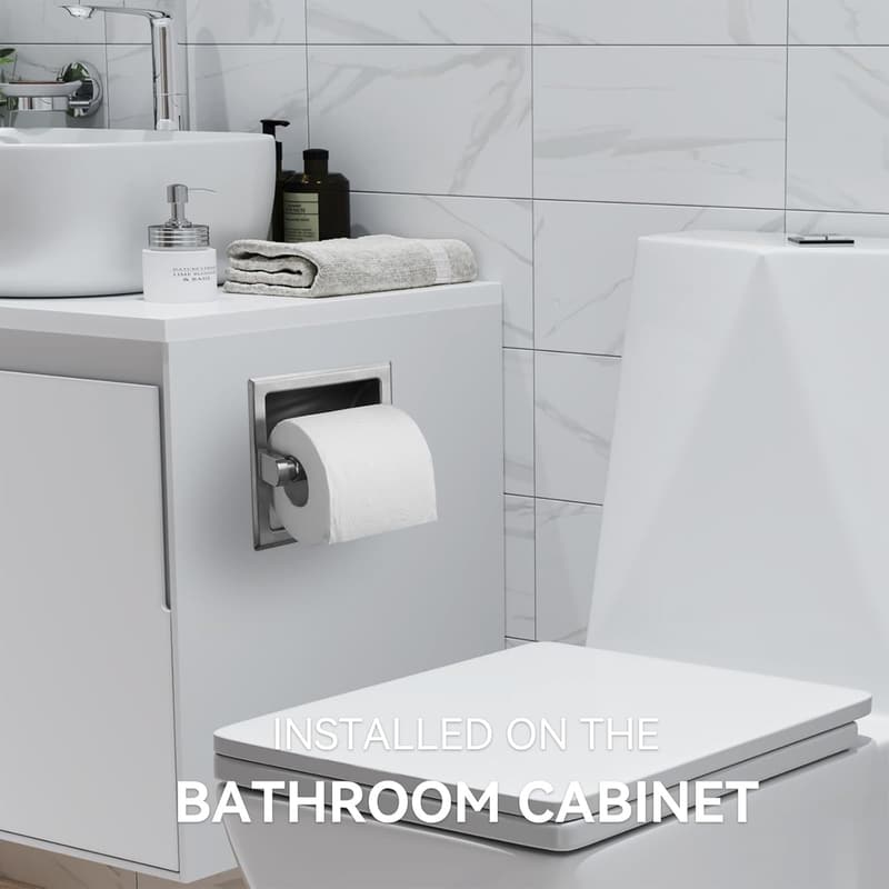 Brushed Nickel Recessed Toilet Paper Holder with Jumbo Roll Support