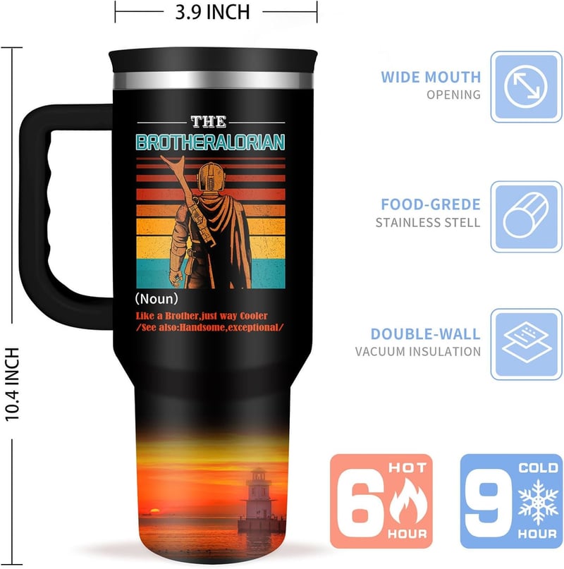 Cool Gifts for Brothers: 40oz Insulated Tumbler with Handle