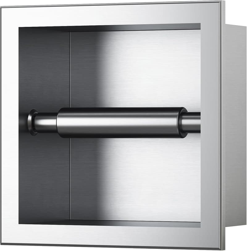 Recessed Brushed Stainless Steel Toilet Paper Holder