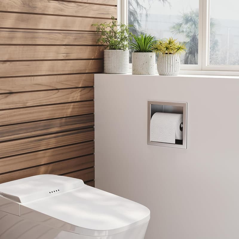 Recessed Brushed Stainless Steel Toilet Paper Holder