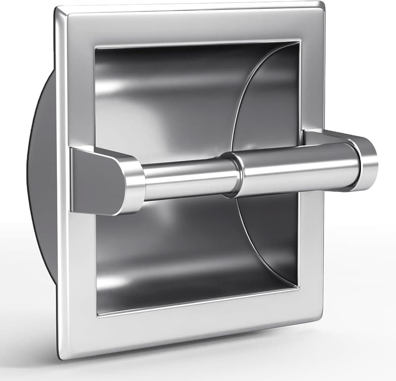 Polished Chrome Recessed Toilet Paper Holder with Mounting Bracket
