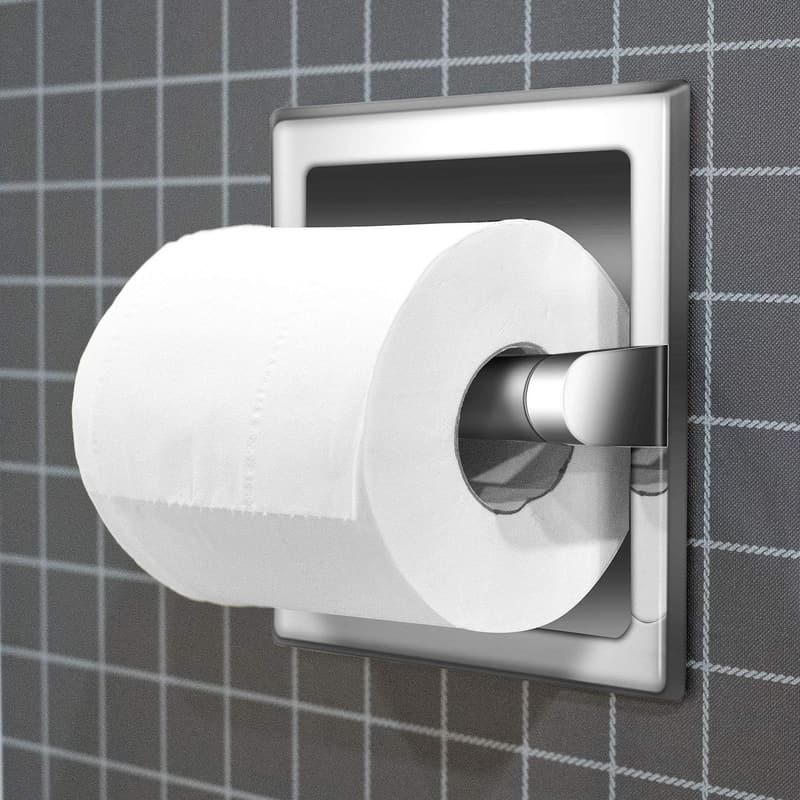 Polished Chrome Recessed Toilet Paper Holder with Mounting Bracket