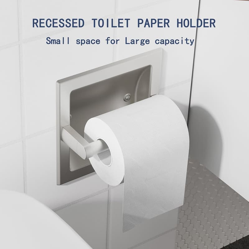 Brushed Nickel Wall-Mounted Toilet Paper Holder, SUS304 Steel