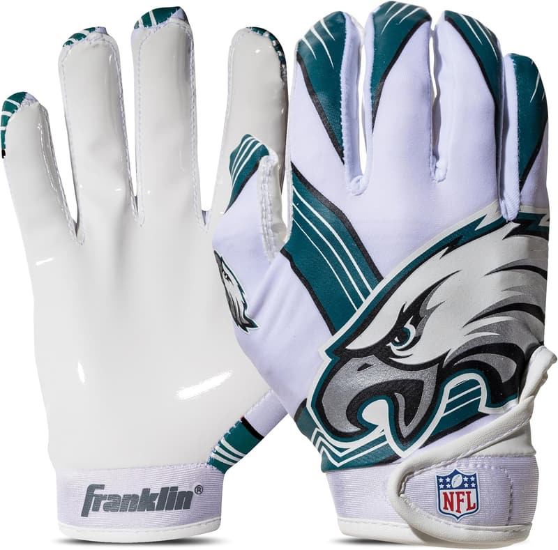 Youth NFL Football Receiver Gloves with Team Logos and Silicone Palm