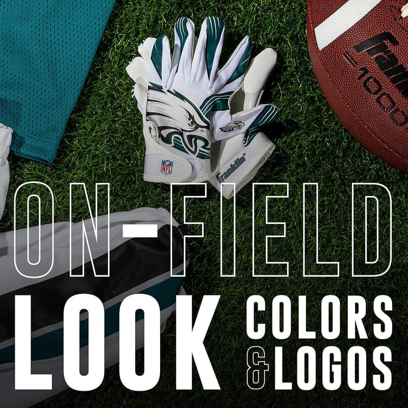 Youth NFL Football Receiver Gloves with Team Logos and Silicone Palm