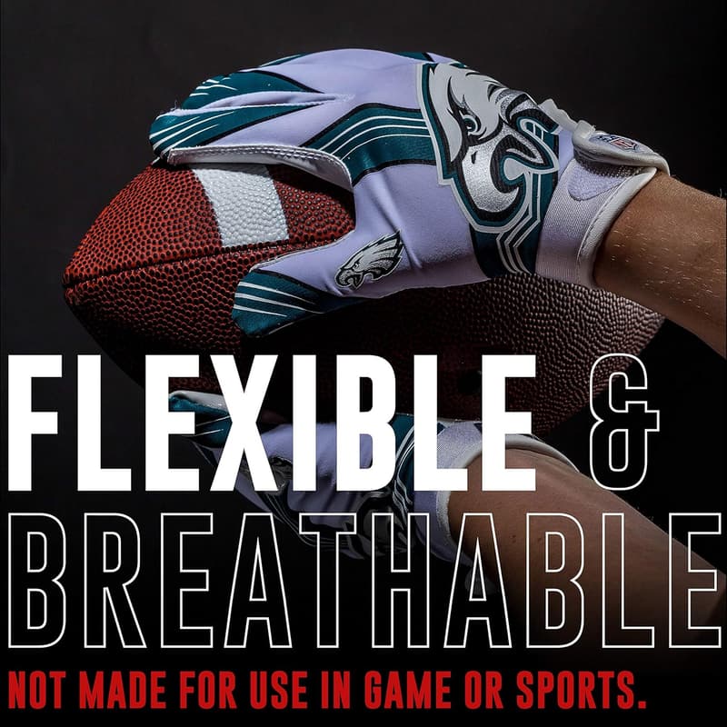 Youth NFL Football Receiver Gloves with Team Logos and Silicone Palm