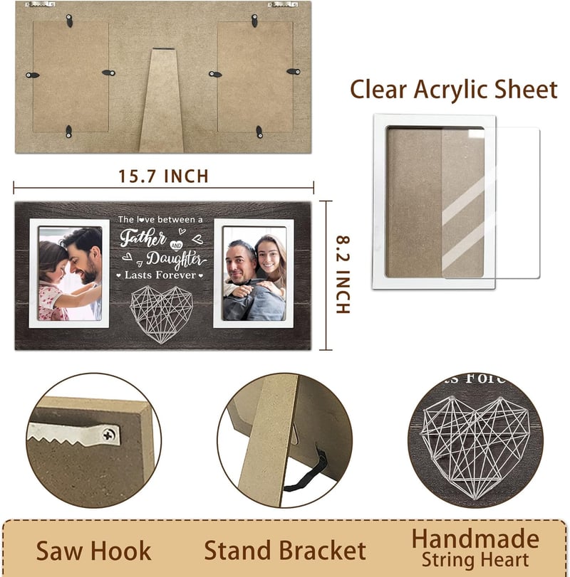 Father's Day Picture Frame for Dad – Holds 2 Photos (4x6)