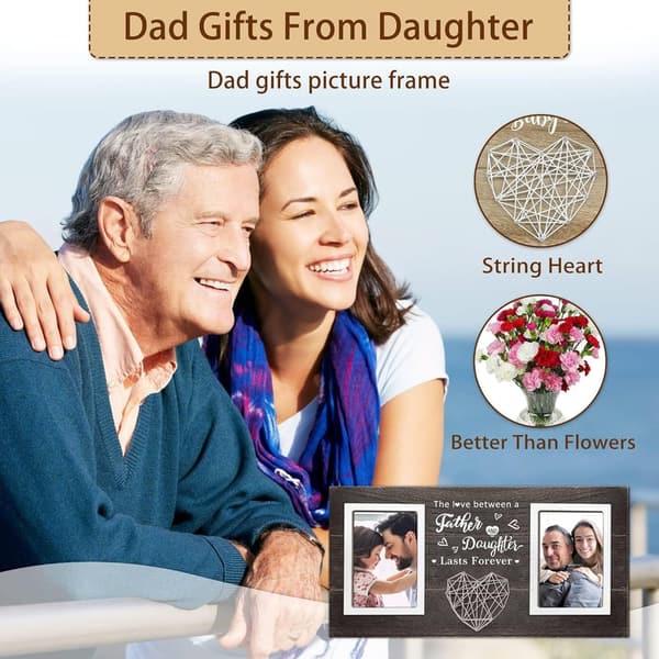 Father's Day Picture Frame for Dad – Holds 2 Photos (4x6)